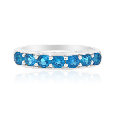 Bague en argent et Apatite bleu néon