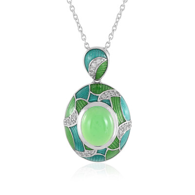 Collier en argent et Calcédoine verte