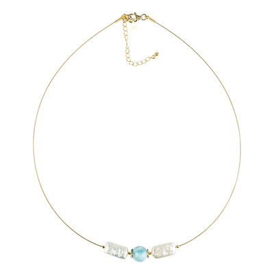 Collier en acier inoxydable et Larimar