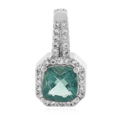 Pendentif en argent et Fluorite bleu pétrole de Belgique