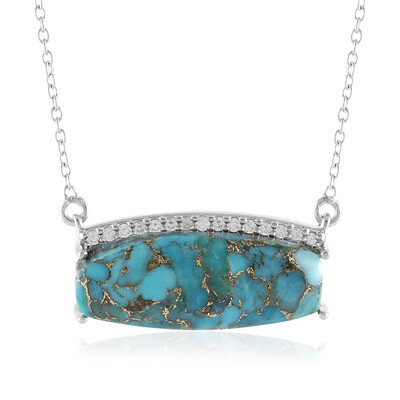 Collier en argent et Turquoise bleue cuivrée de Mohave (Faszination Türkis)