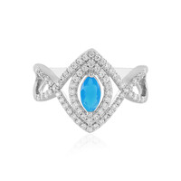 Bague en argent et Opale bleue d'Éthiopie