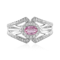 Bague en argent et Saphir de Ceylan rose non chauffé