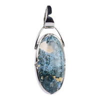 Pendentif en argent et Agate mousse de Java