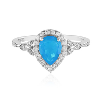 Bague en argent et Opale bleue d'Éthiopie