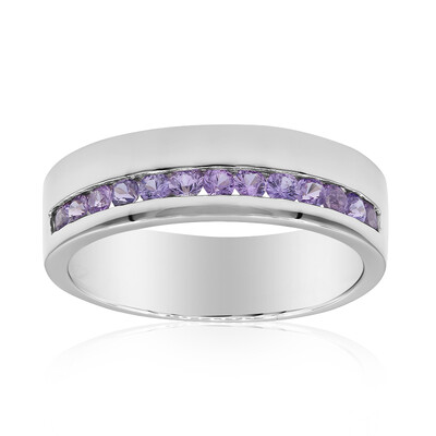 Bague en argent et Saphir pourpre de Ceylan non chauffé