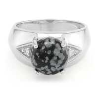 Bague pour homme en argent et Obsidienne Flocon-de-Neige