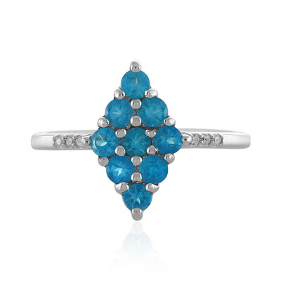 Bague en argent et Apatite bleu néon