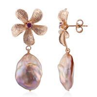 Boucles d'oreilles en argent et Perle de culture d'eau douce rose (TPC)