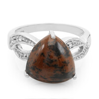 Bague en argent et Obsidienne acajou