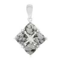 Pendentif en argent et Obsidienne Flocon-de-Neige