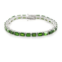 Bracelet en argent et Diopside de Russie