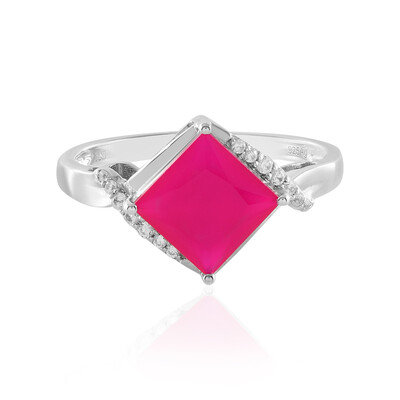 Bague en argent et Calcedoine framboise