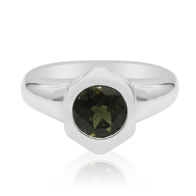 Bague en argent et Moldavite