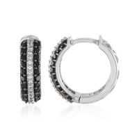 Boucles d'oreilles en argent et Spinelle noir