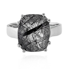 Bague en argent et Quartz rutile noir