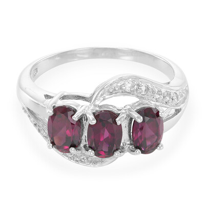 Bague en argent et Rhodolite du Brésil