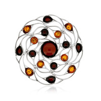 Broche en argent et Ambre