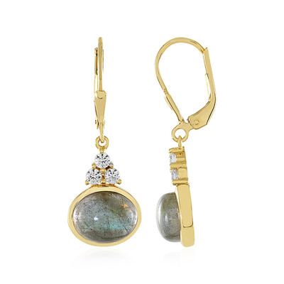 Boucles d'oreilles en argent et Labradorite dorée de Maniry (KM by Juwelo)