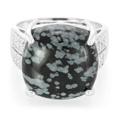 Bague en argent et Obsidienne Flocon-de-Neige