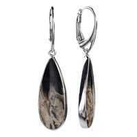 Boucles d'oreilles en argent et Bois de palmier fossilisé