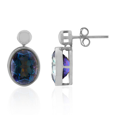 Boucles d'oreilles en argent et Quartz mystique bleu