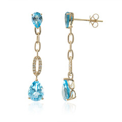 Boucles d'oreilles en or et Topaze bleu Suisse