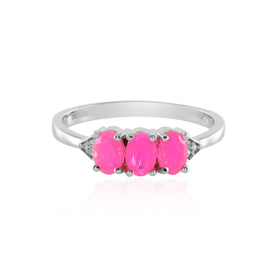 Bague en argent et Opale rose d'Éthiopie