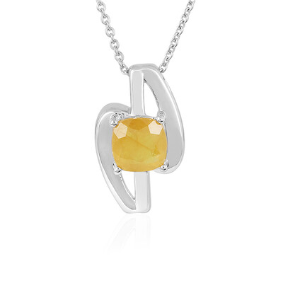 Collier en argent et Saphir jaune de Madagascar