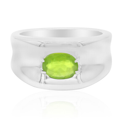 Bague en argent et Opale verte du Brésil