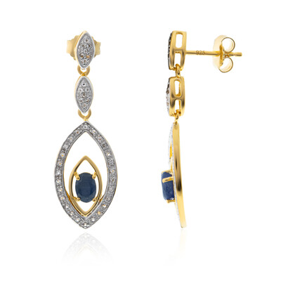 Boucles d'oreilles en argent et Saphir bleu