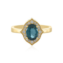 Bague en argent et Fluorite bleu pétrole de Belgique