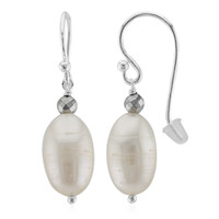 Boucles d'oreilles en argent et Perle blanche de culture d'eau douce (TPC)