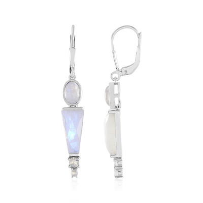 Boucles d'oreilles en argent et Pierre de lune bleue (KM by Juwelo)