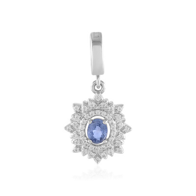 Pendentif en argent et Saphir bleu de Ceylan non chauffé