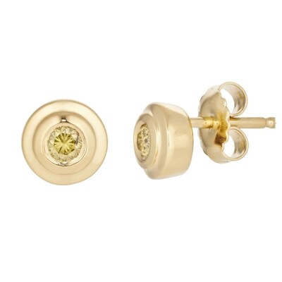 Boucles d'oreilles en argent et Diamant jaune I2