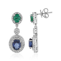 Boucles d'oreilles en or et Saphir bleu de Ceylan