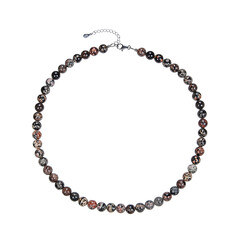 Collier en argent et Obsidienne flocon de neige rouge