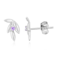 Boucles d'oreilles en argent et Saphir pourpre de Ceylan non chauffé