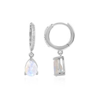 Boucles d'oreilles en argent et Pierre de Lune arc-en-ciel