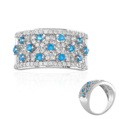 Bague en argent et Apatite bleu néon