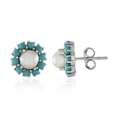 Boucles d'oreilles en argent et Perle blanche de culture d'eau douce