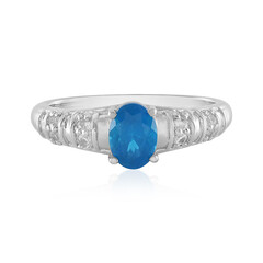 Bague en argent et Apatite bleu néon