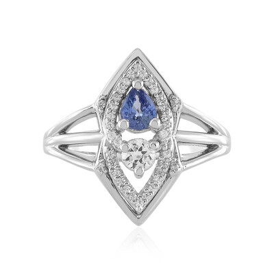 Bague en argent et Saphir bleu de Ceylan non chauffé