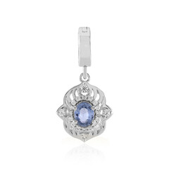 Pendentif en argent et Saphir bleu de Ceylan