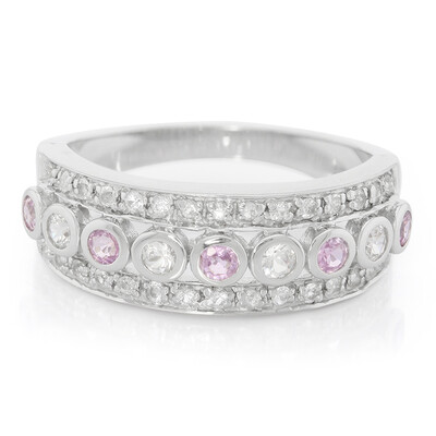 Bague en argent et Saphir rose de Ceylan