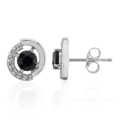 Boucles d'oreilles en argent et Saphir noir