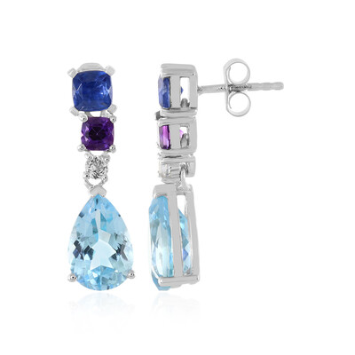 Boucles d'oreilles en argent et Topaze bleu Suisse