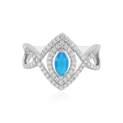 Bague en argent et Opale bleue d'Éthiopie