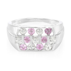 Bague en argent et Saphir rose de Ceylan